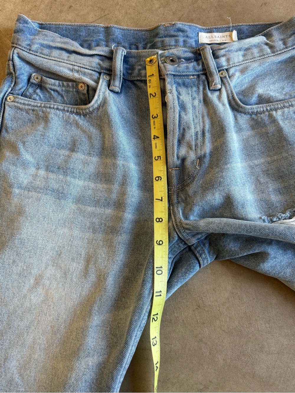 AllSaints Women’s Light Blue Distressed Denim Long Cut-Off Shorts 28 - Picture 10 of 11